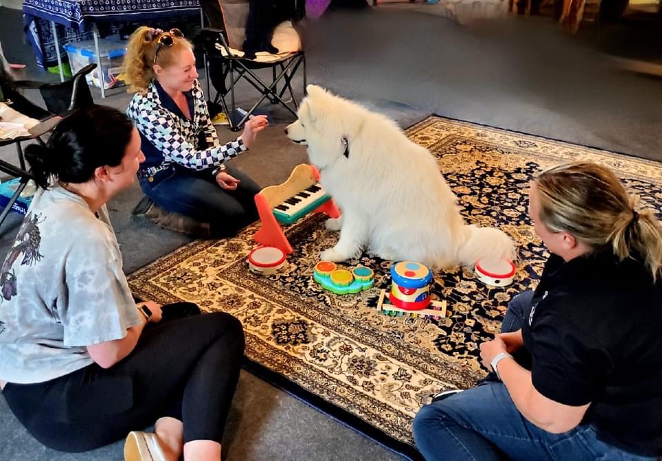 Eir participating in a play therapy session with clients